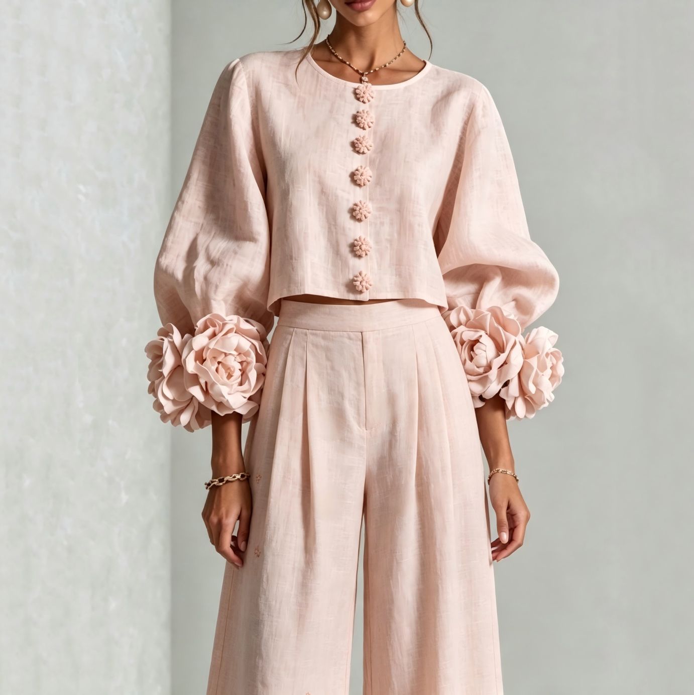 Crop Blouse Linen - Ensemble deux pièces en lin pour