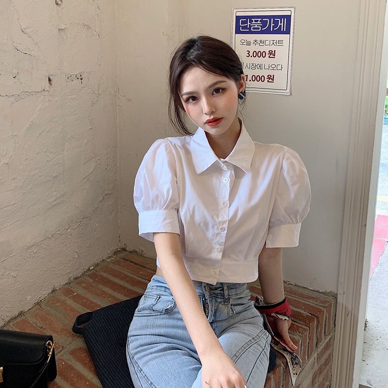 Summer Youth Clothing - Chemise blanche à manches bouffantes pour