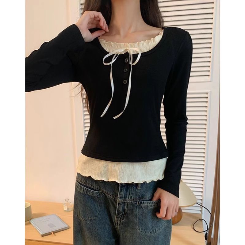 Crop Blouse Linen - Haut court Y2K Kawaii d'automne pour
