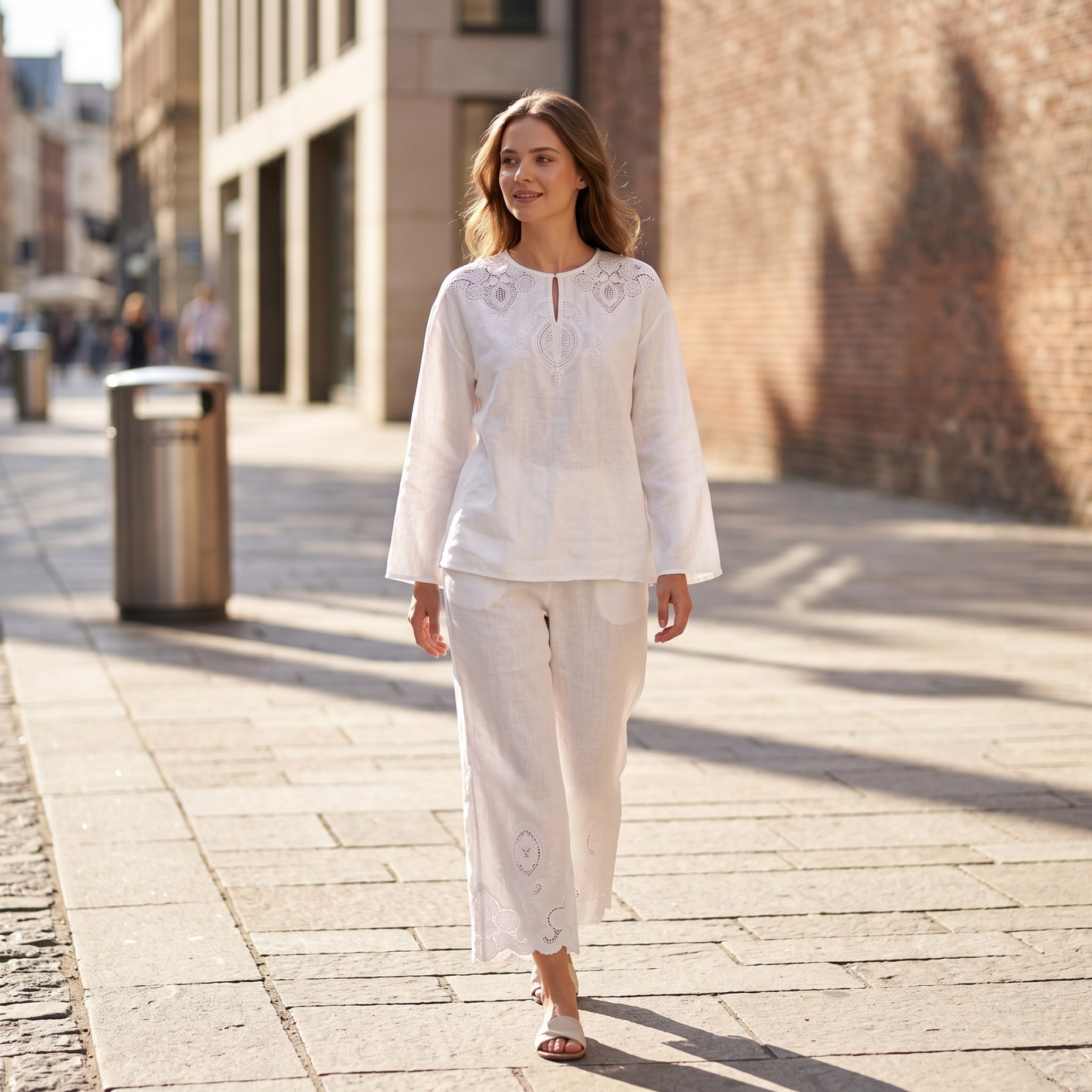 Crop Blouse Linen - Ensemble deux pièces en lin mélangé