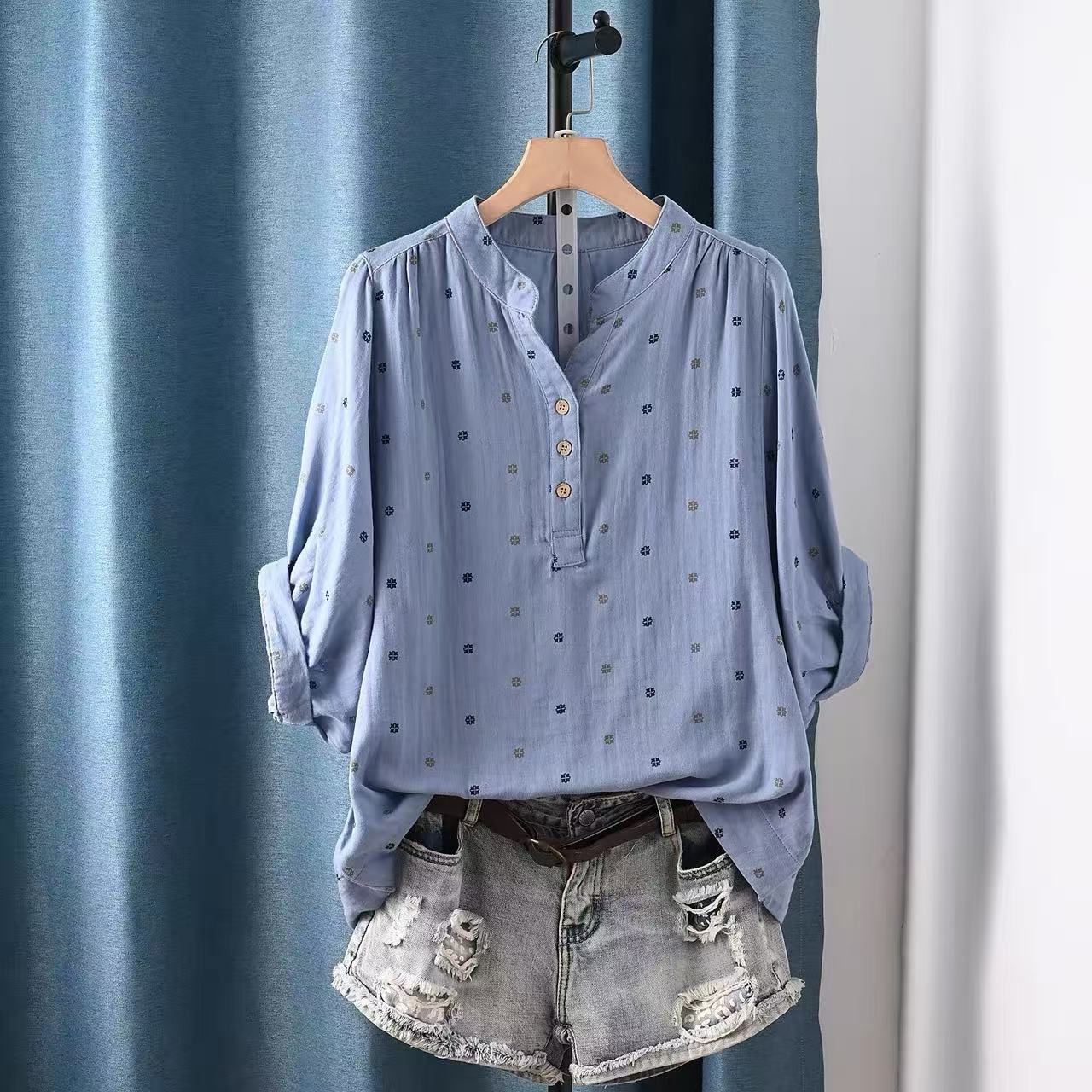 Summer Clothing Yarn - Chemisier femme 2026 en coton japonais