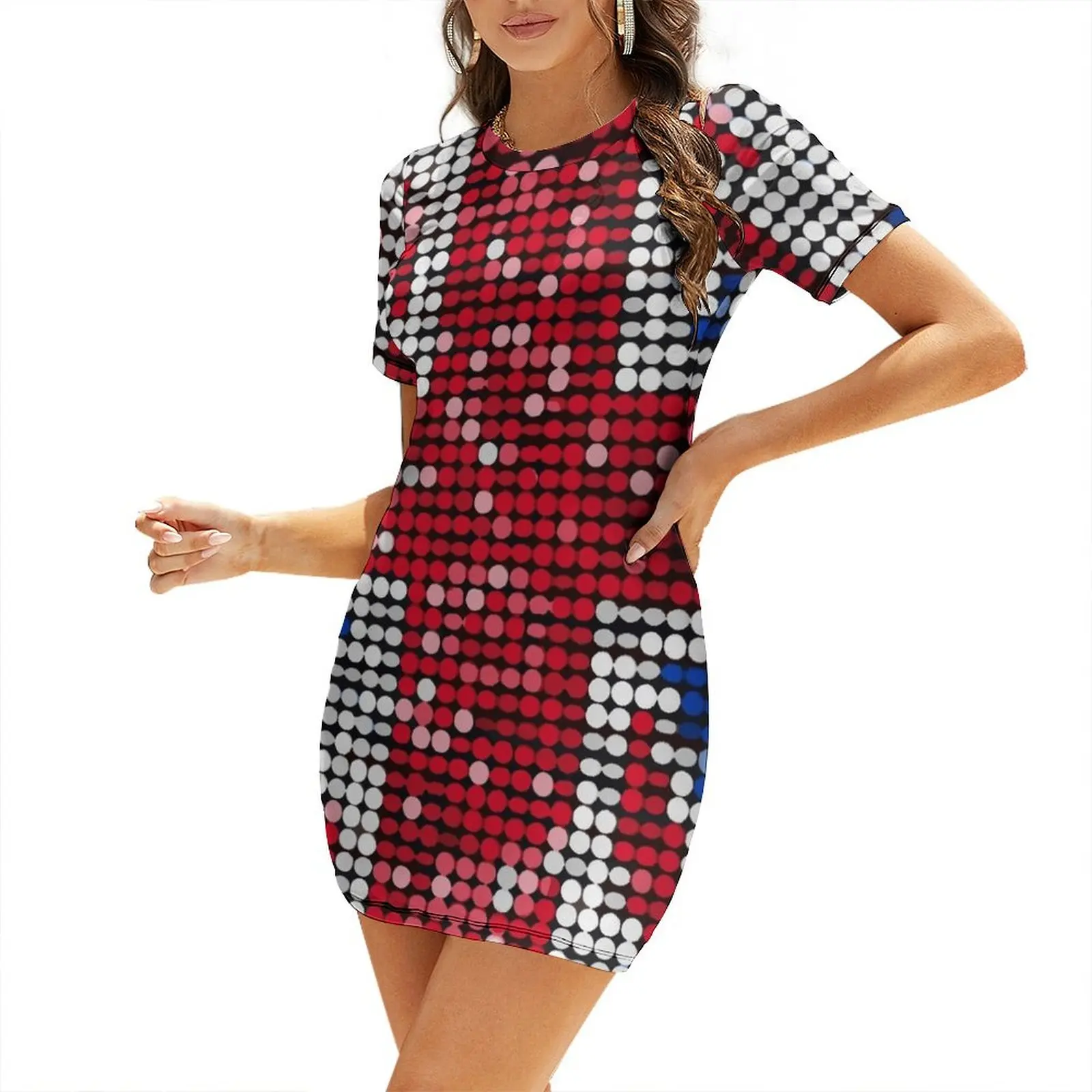 Womens Summer Clothing Uk - Robe à manches courtes avec paillettes,