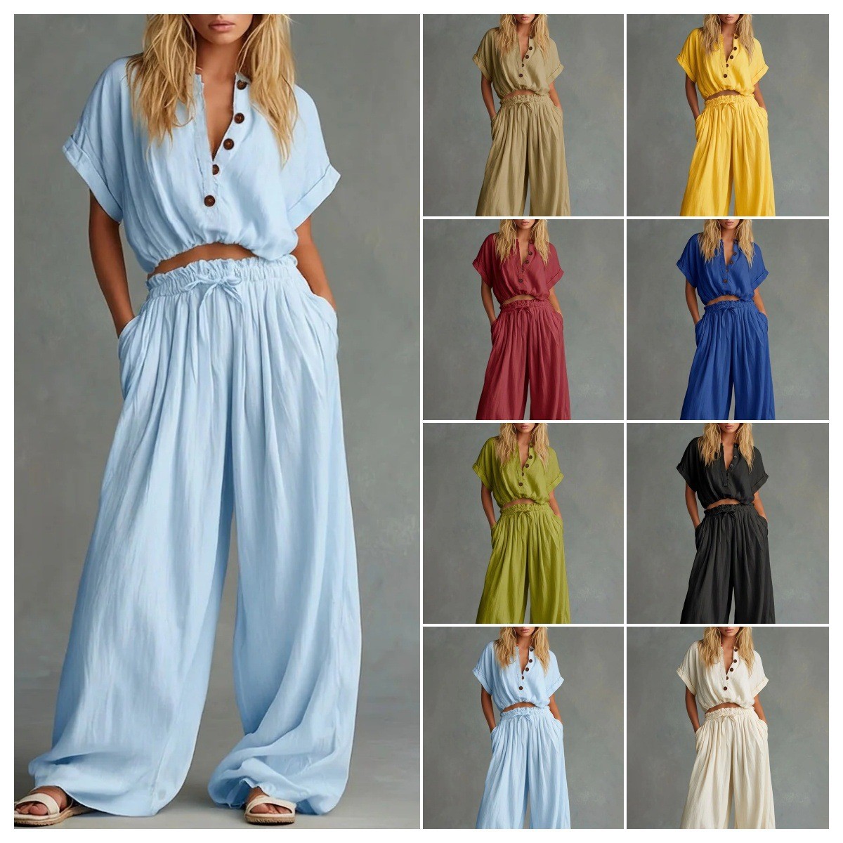 Ensemble 2 pièces pour femme : - Crop Blouse Linen avis et prix