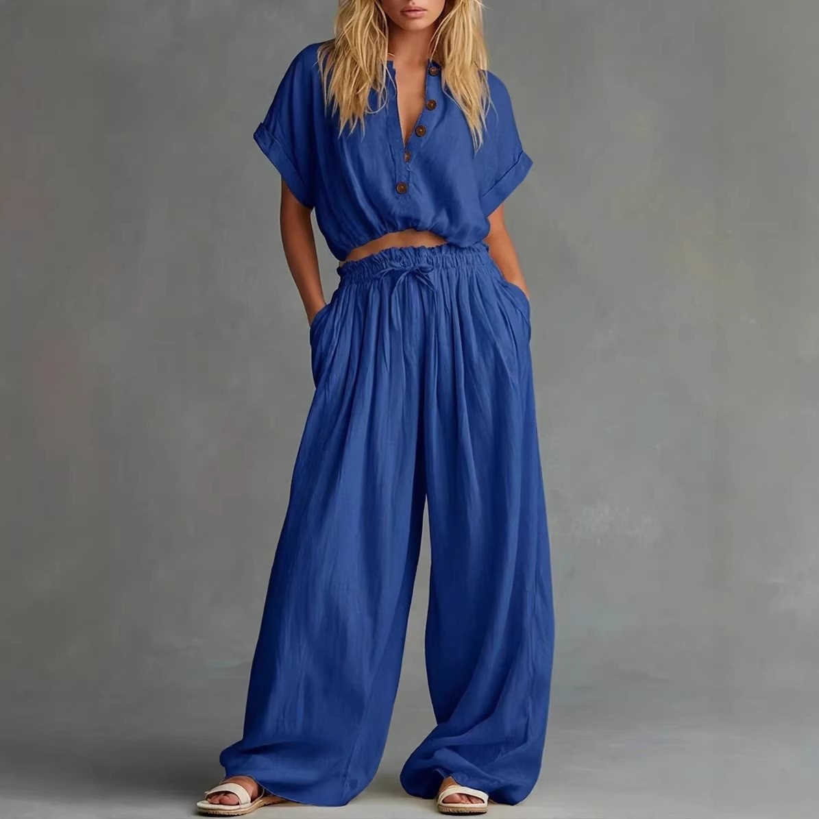 Ensemble 2 pièces pour femme : - Crop Blouse Linen avis et prix