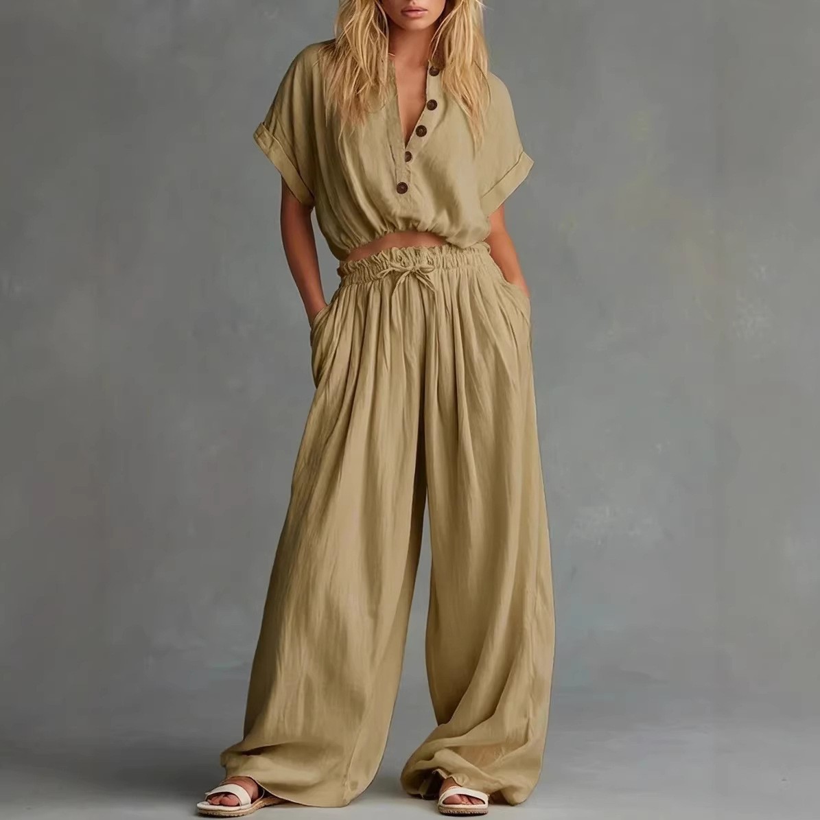 Ensemble 2 pièces pour femme : - Crop Blouse Linen avis et prix