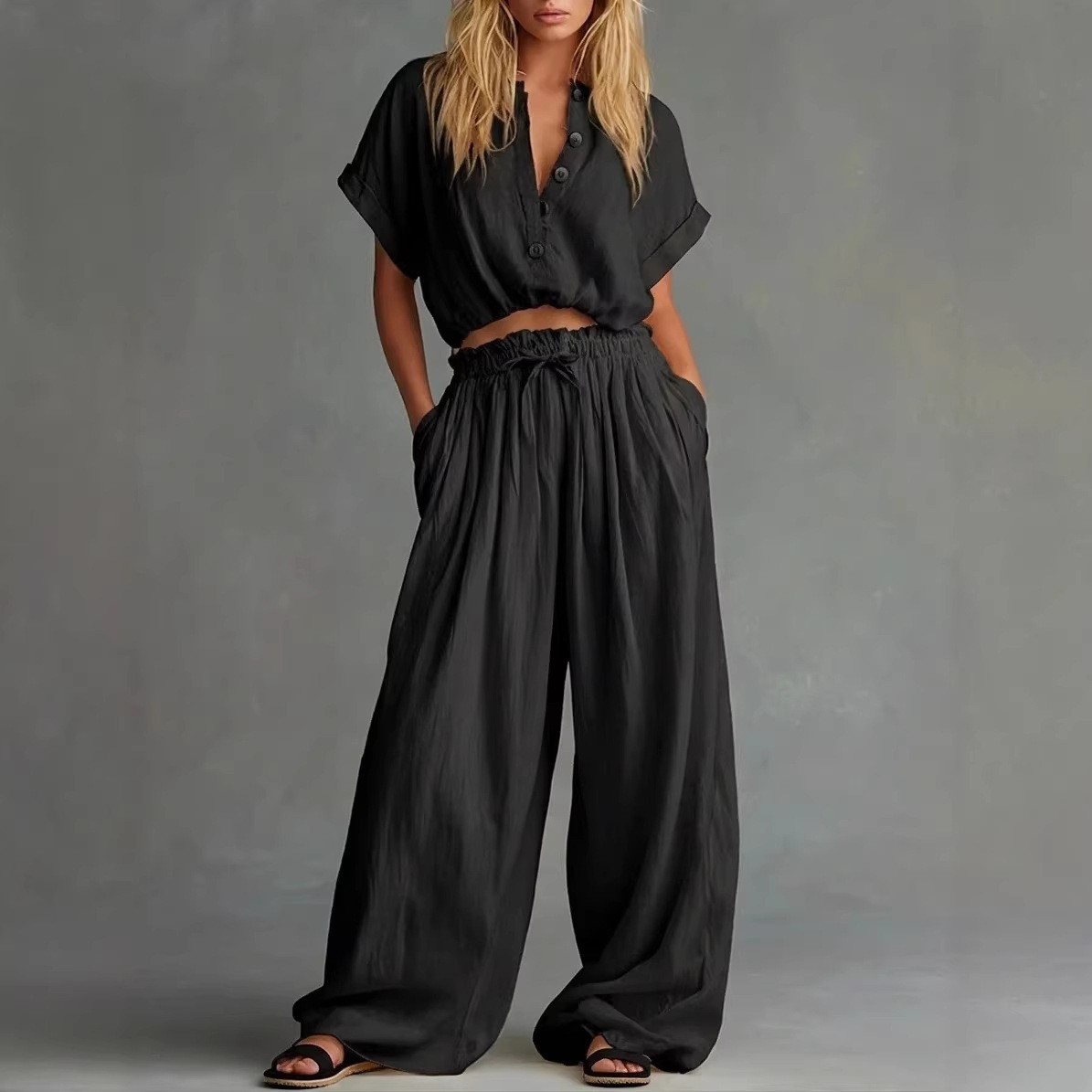 Ensemble 2 pièces pour femme : - Crop Blouse Linen avis et prix