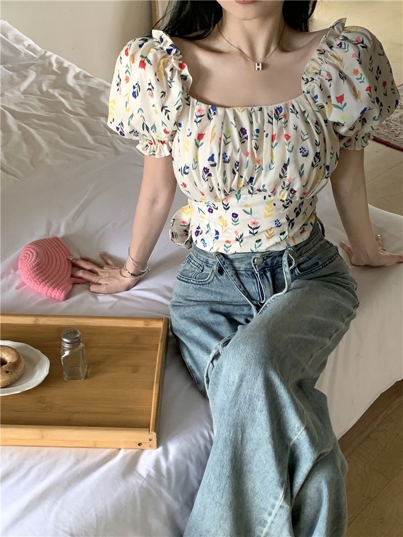 Blouses pour femmes à imprimé  - Crop Blouse Linen avis et prix