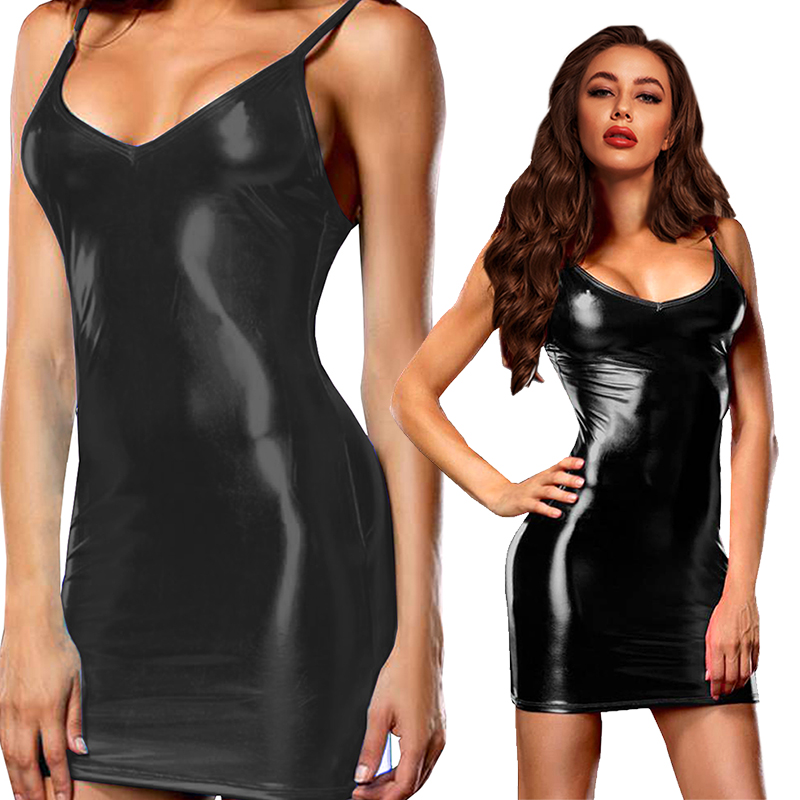 Mini robe en cuir PU métallisé - Womens Summer Clothing Uk avis et prix