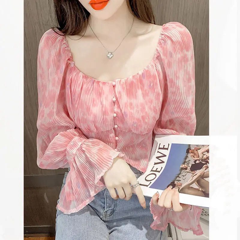Sexy Kawaii doux col carré imp - Crop Blouse Linen avis et prix