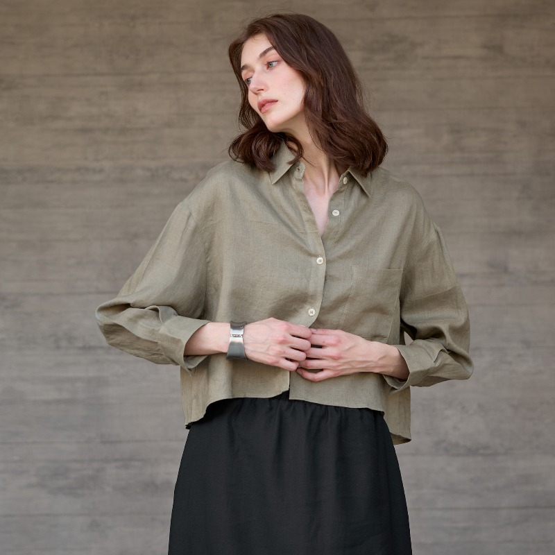 Chemises blanches 100% lin pou - Crop Blouse Linen avis et prix