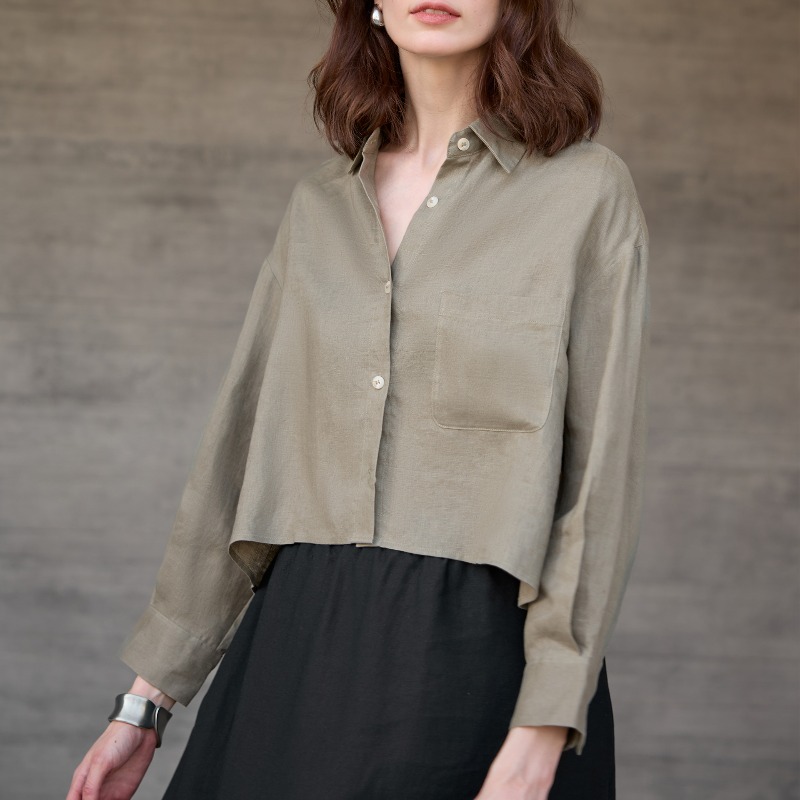 Chemises blanches 100% lin pou - Crop Blouse Linen avis et prix