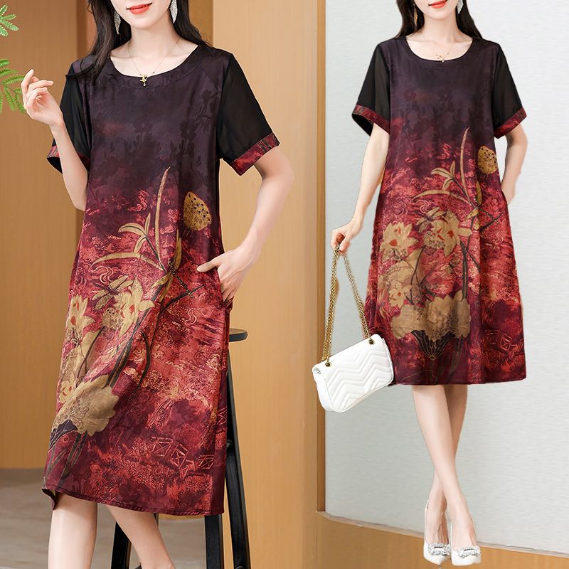 Robe imprimée mi-longue élégan - Summer Clothing For Women Over 60 avis et prix