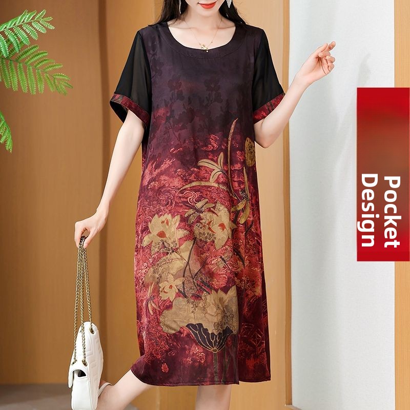 Robe imprimée mi-longue élégan - Summer Clothing For Women Over 60 avis et prix