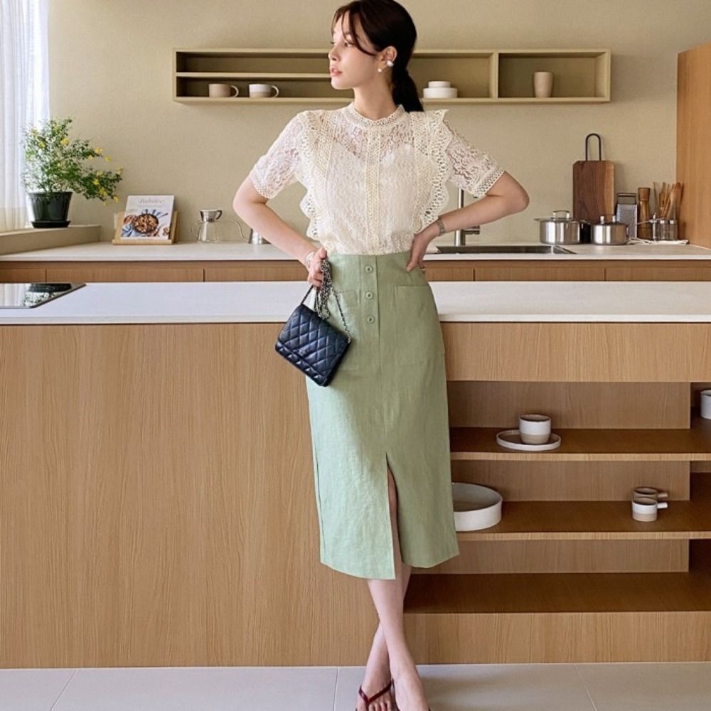 Chemisier en dentelle élégant  - Crop Blouse Linen avis et prix